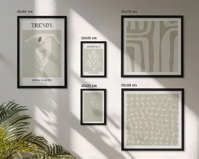 Set de 5 cuadros para salón con motivos de gráficos abstractos verdes