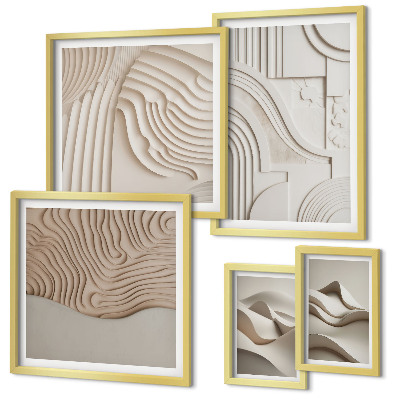 Pared galería de arte Estructuras abstractas de color beige y blanco