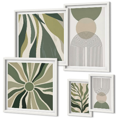 Conjunto de cuadros decorativos Diseños abstractos con estilo y vegetación.