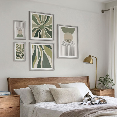 Conjunto de cuadros decorativos Diseños abstractos con estilo y vegetación.