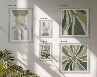 Conjunto de cuadros decorativos diseños abstractos con estilo y motivos de vegetación