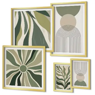 Conjunto de cuadros decorativos diseños abstractos con estilo y motivos de vegetación