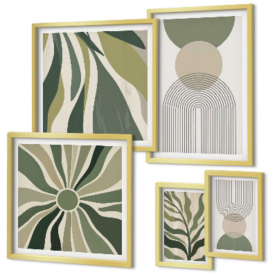 Conjunto de cuadros decorativos Diseños abstractos con estilo y vegetación.
