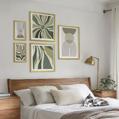 Conjunto de cuadros decorativos diseños abstractos con estilo y motivos de vegetación