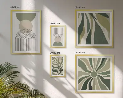 Conjunto de cuadros decorativos diseños abstractos con estilo y motivos de vegetación