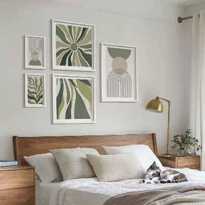 Conjunto de cuadros decorativos diseños abstractos con estilo y motivos de vegetación