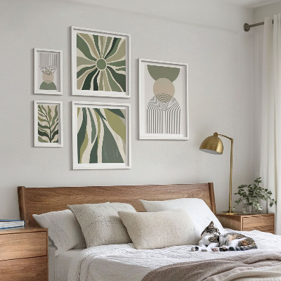 Conjunto de cuadros decorativos Diseños abstractos con estilo y vegetación.