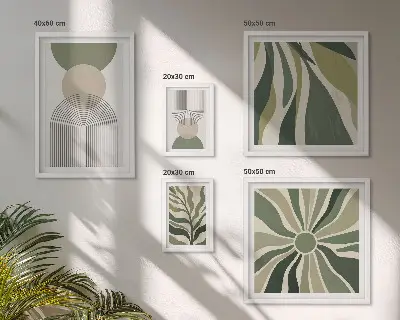 Conjunto de cuadros decorativos diseños abstractos con estilo y motivos de vegetación