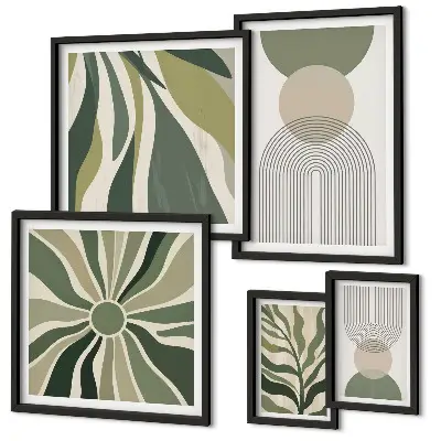 Conjunto de cuadros decorativos diseños abstractos con estilo y motivos de vegetación
