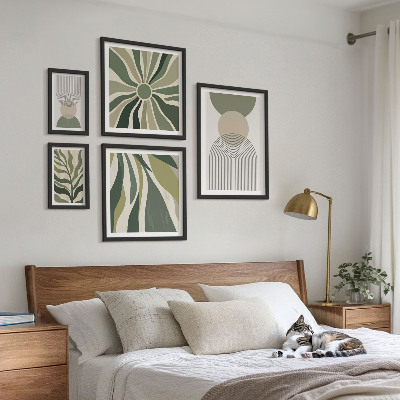 Conjunto de cuadros decorativos Diseños abstractos con estilo y vegetación.
