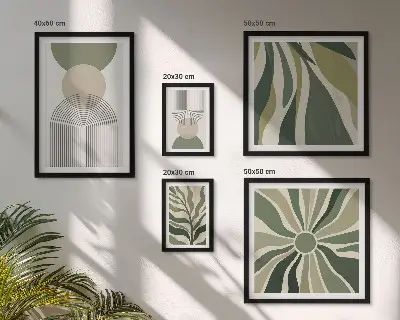 Conjunto de cuadros decorativos diseños abstractos con estilo y motivos de vegetación