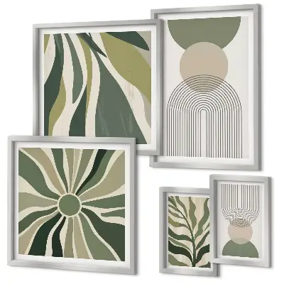 Conjunto de cuadros decorativos diseños abstractos con estilo y motivos de vegetación