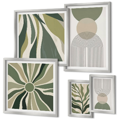 Conjunto de cuadros decorativos Diseños abstractos con estilo y vegetación.