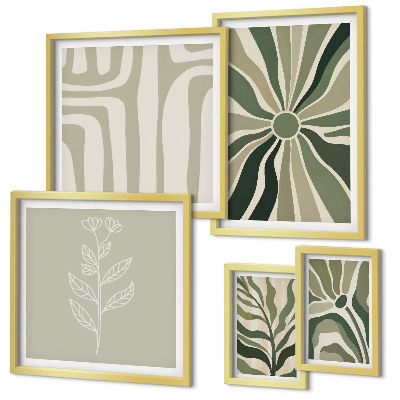 Set de 5 cuadros para salón Patrones abstractos de plantas