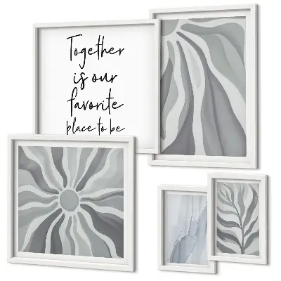 Conjunto de cuadros decorativos con patrones abstractos grises y blancos
