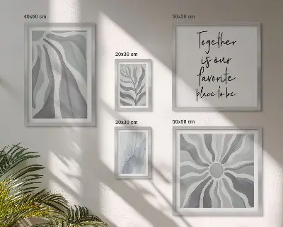 Conjunto de cuadros decorativos con patrones abstractos grises y blancos