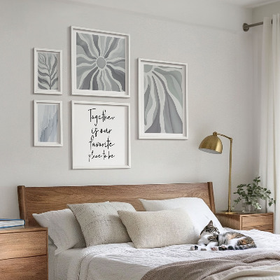 Conjunto de cuadros decorativos Patrones abstractos grises y blancos