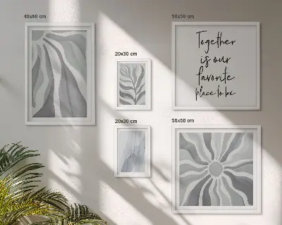 Conjunto de cuadros decorativos con patrones abstractos grises y blancos