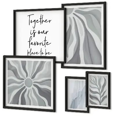 Conjunto de cuadros decorativos con patrones abstractos grises y blancos