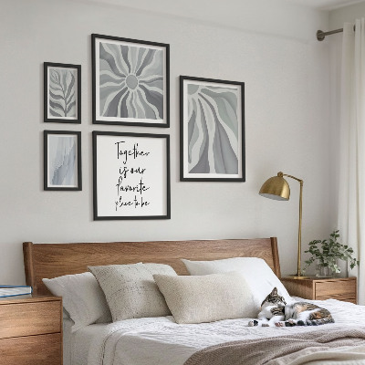 Conjunto de cuadros decorativos Patrones abstractos grises y blancos