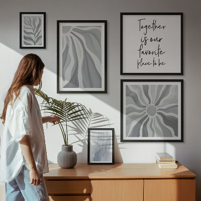 Conjunto de cuadros decorativos Patrones abstractos grises y blancos