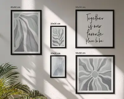 Conjunto de cuadros decorativos con patrones abstractos grises y blancos