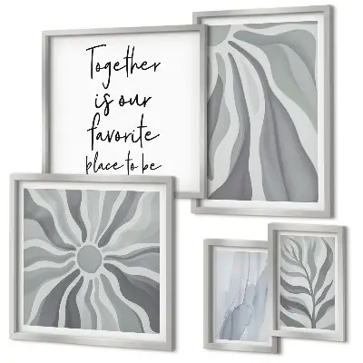 Conjunto de cuadros decorativos con patrones abstractos grises y blancos