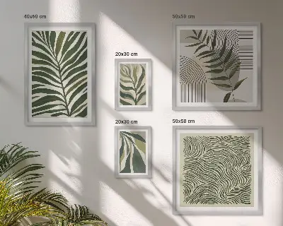 Set de 5 cuadros decorativos para salón con diseño de patrones de plantas modernos