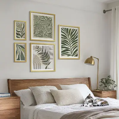 Set de 5 cuadros decorativos para salón con diseño de patrones de plantas modernos