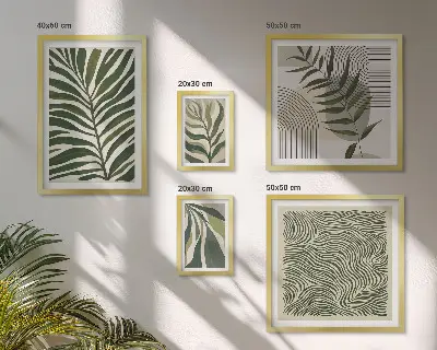 Set de 5 cuadros decorativos para salón con diseño de patrones de plantas modernos