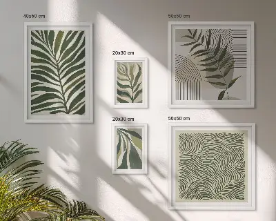 Set de 5 cuadros decorativos para salón con diseño de patrones de plantas modernos