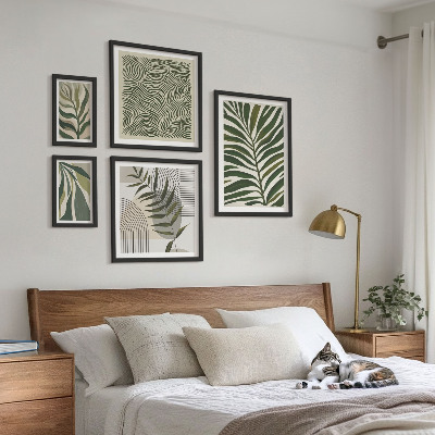 Set de 5 cuadros para salón Patrones de plantas modernos