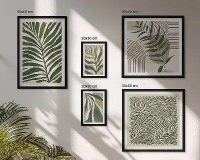 Set de 5 cuadros decorativos para salón con diseño de patrones de plantas modernos