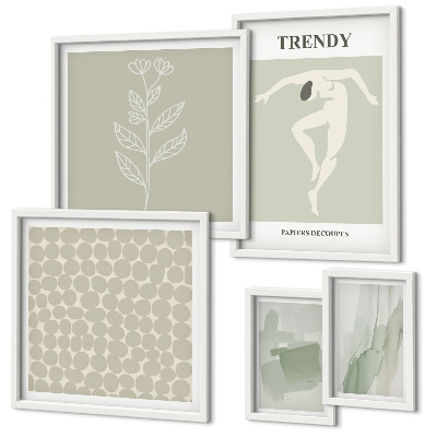Pared galería de arte Gráficos elegantes con temática verde