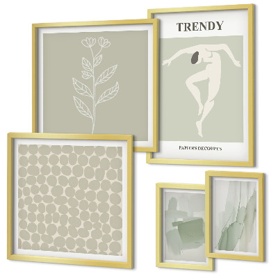 Pared galería de arte Gráficos elegantes con temática verde
