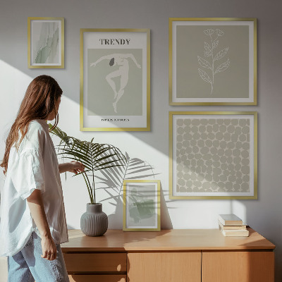 Pared galería de arte Gráficos elegantes con temática verde