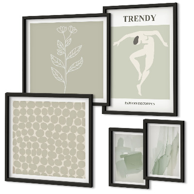 Pared galería de arte Gráficos elegantes con temática verde