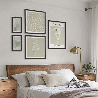 Pared galería de arte Gráficos elegantes con temática verde