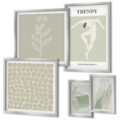 Pared galería de arte Gráficos elegantes con temática verde