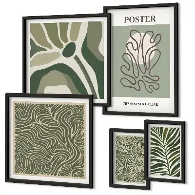 Conjunto de cuadros decorativos con formas abstractas de plantas en estilo bohemio