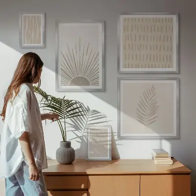 Galería de arte para pared decoraciones elegantes con estética de geometría natural