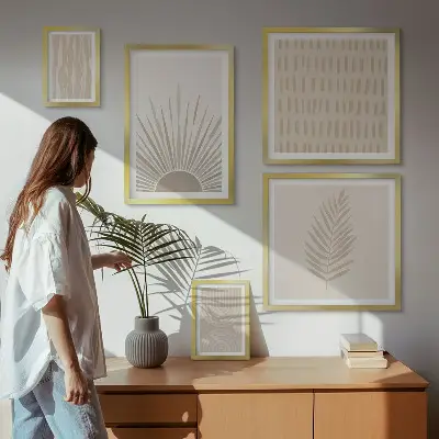 Galería de arte para pared decoraciones elegantes con estética de geometría natural