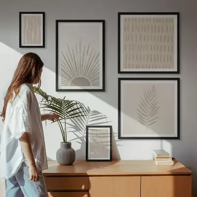 Galería de arte para pared decoraciones elegantes con estética de geometría natural