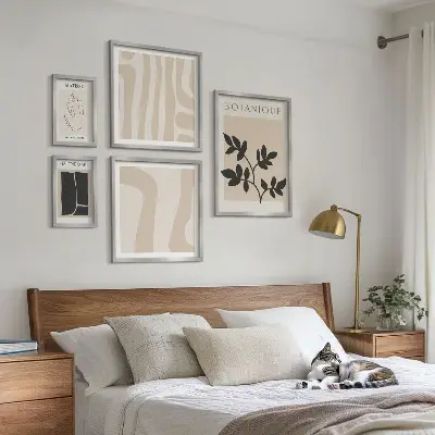 Set de 5 cuadros para salón con diseño de gráficos abstractos de plantas