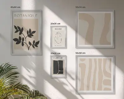 Set de 5 cuadros para salón con diseño de gráficos abstractos de plantas