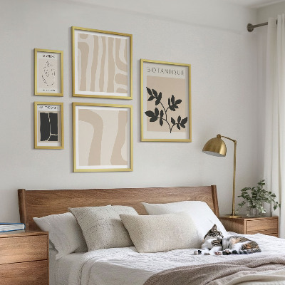 Set de 5 cuadros para salón Gráficos abstractos de plantas con estilo