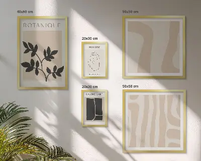 Set de 5 cuadros para salón con diseño de gráficos abstractos de plantas
