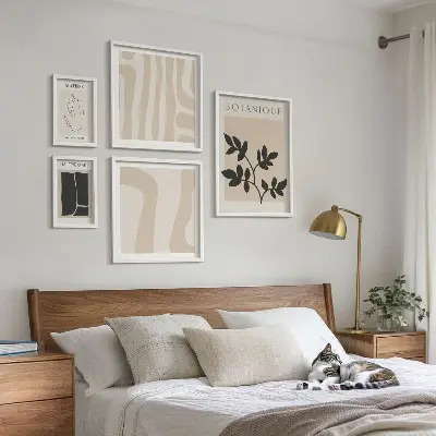 Set de 5 cuadros para salón con diseño de gráficos abstractos de plantas