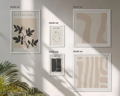 Set de 5 cuadros para salón con diseño de gráficos abstractos de plantas