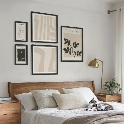 Set de 5 cuadros para salón con diseño de gráficos abstractos de plantas